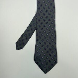 Peterborough Row Grey Paisley Silk Necktie Mens OS